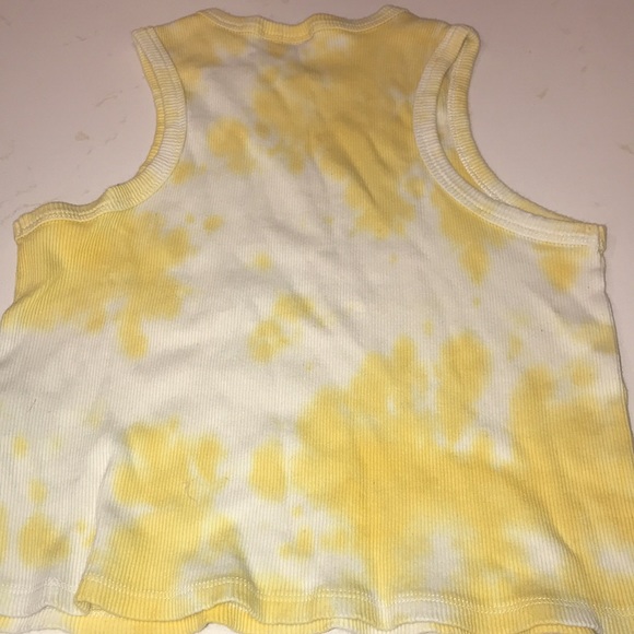 Yellow and white tie dye grateful dead ribbed tank top - Picture 2 of 3